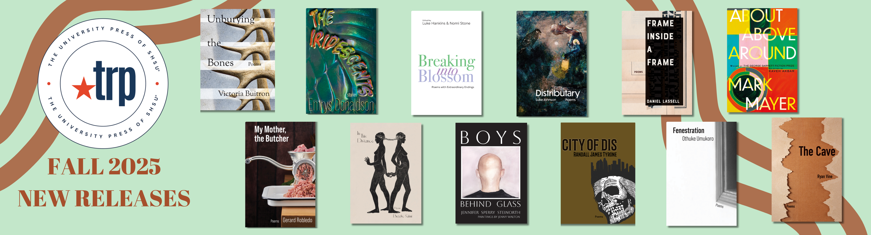 Banner showing book covers of TRP's Fall 2025 releases